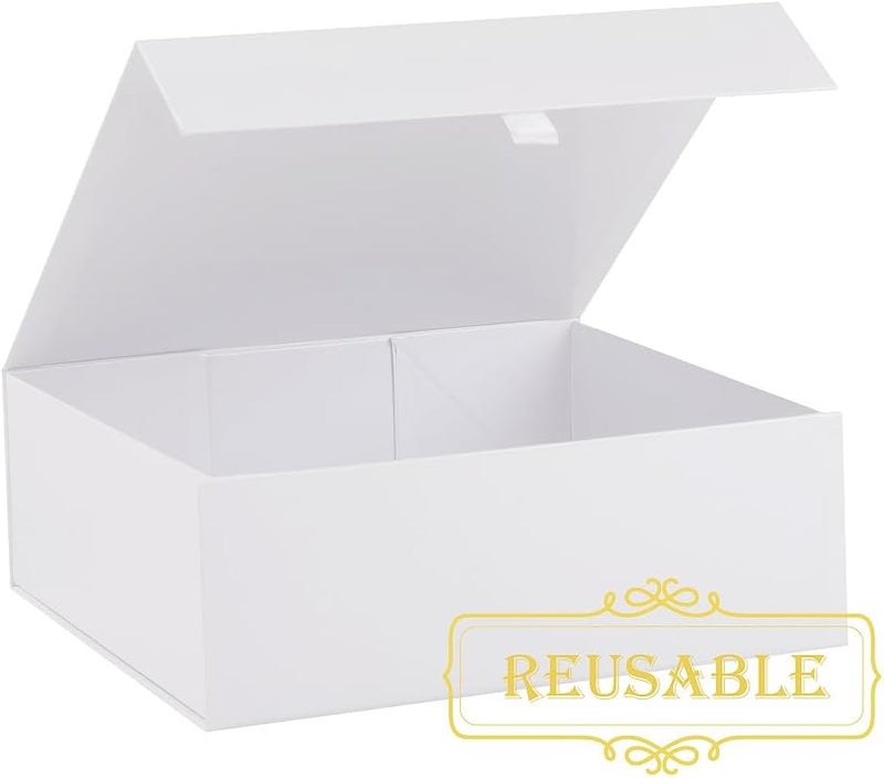 PLINJOY 5 Pcs White Gift Box Large 13.5x11.8x4.7 Inches, White Gift Boxes for Presents with Magnetic Closure Lid, Luxury Gift Box Rectangle Collapsible Boxes for Gift Packaging - Image 2